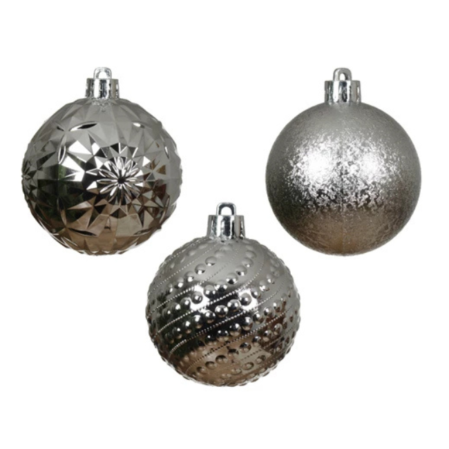 SILVER BAUBLES PACK OF 5